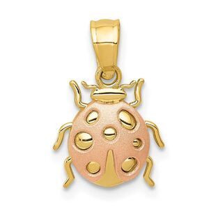 14k Yellow and Rose Gold, Two Tone Ladybug Pendant, 10mm